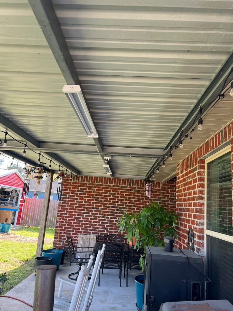 Our skilled electricians provide professional lighting installation, enhancing outdoor living spaces on this residential patio.